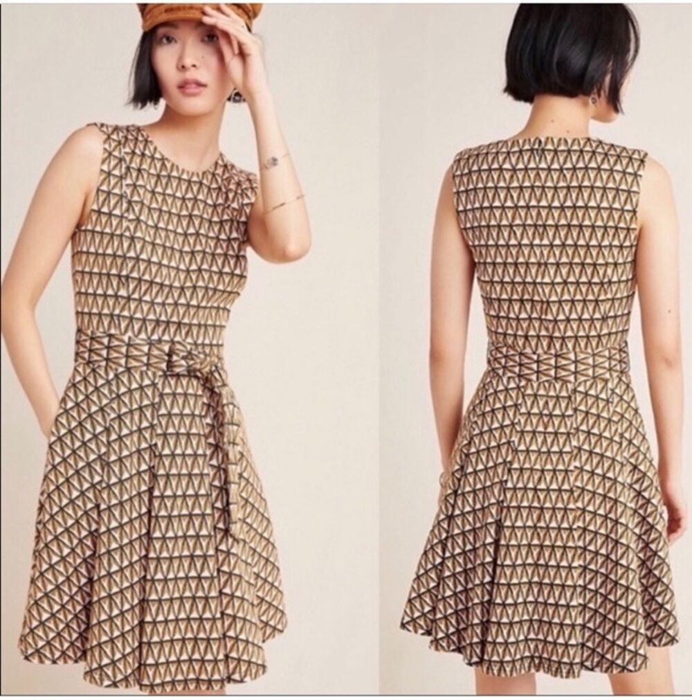 Anthropologie Hutch Amina Mini Dress Womens Large Geometric Stretch Classic